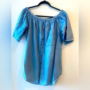 Off-Shoulder Blue Denim Top
